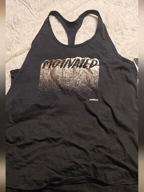 Reebok Black Tank with Metallic Gold 'Motivated' Graphic